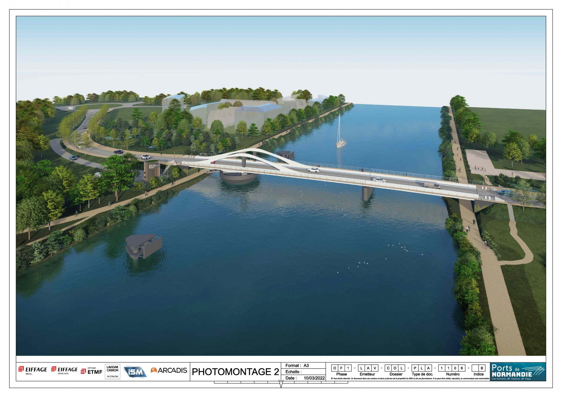 Vue prospective du pont de Colombelles
