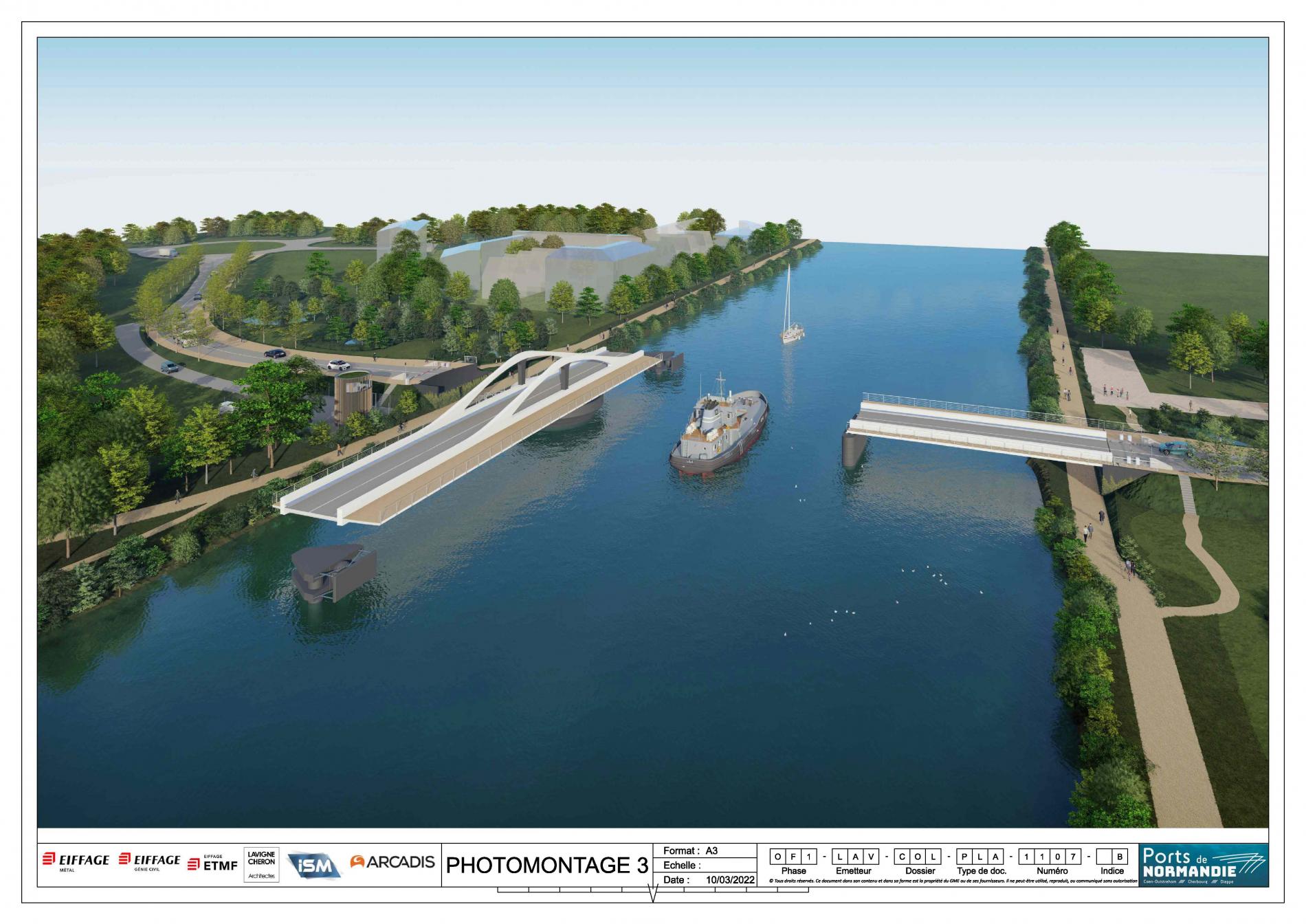 Vue prospective du pont de Colombelles