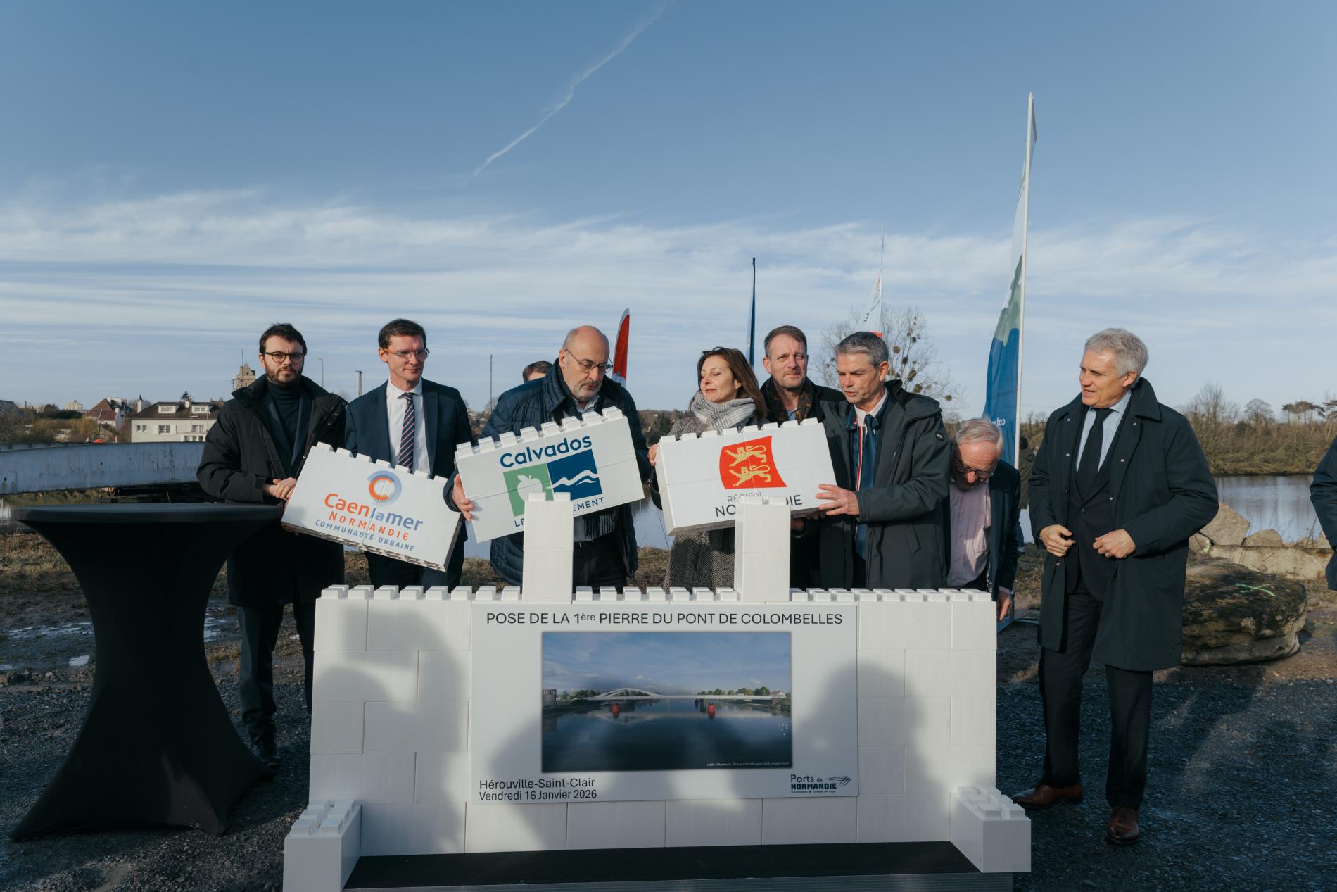 Pose de 1ère pierre du pont de Colombelles
