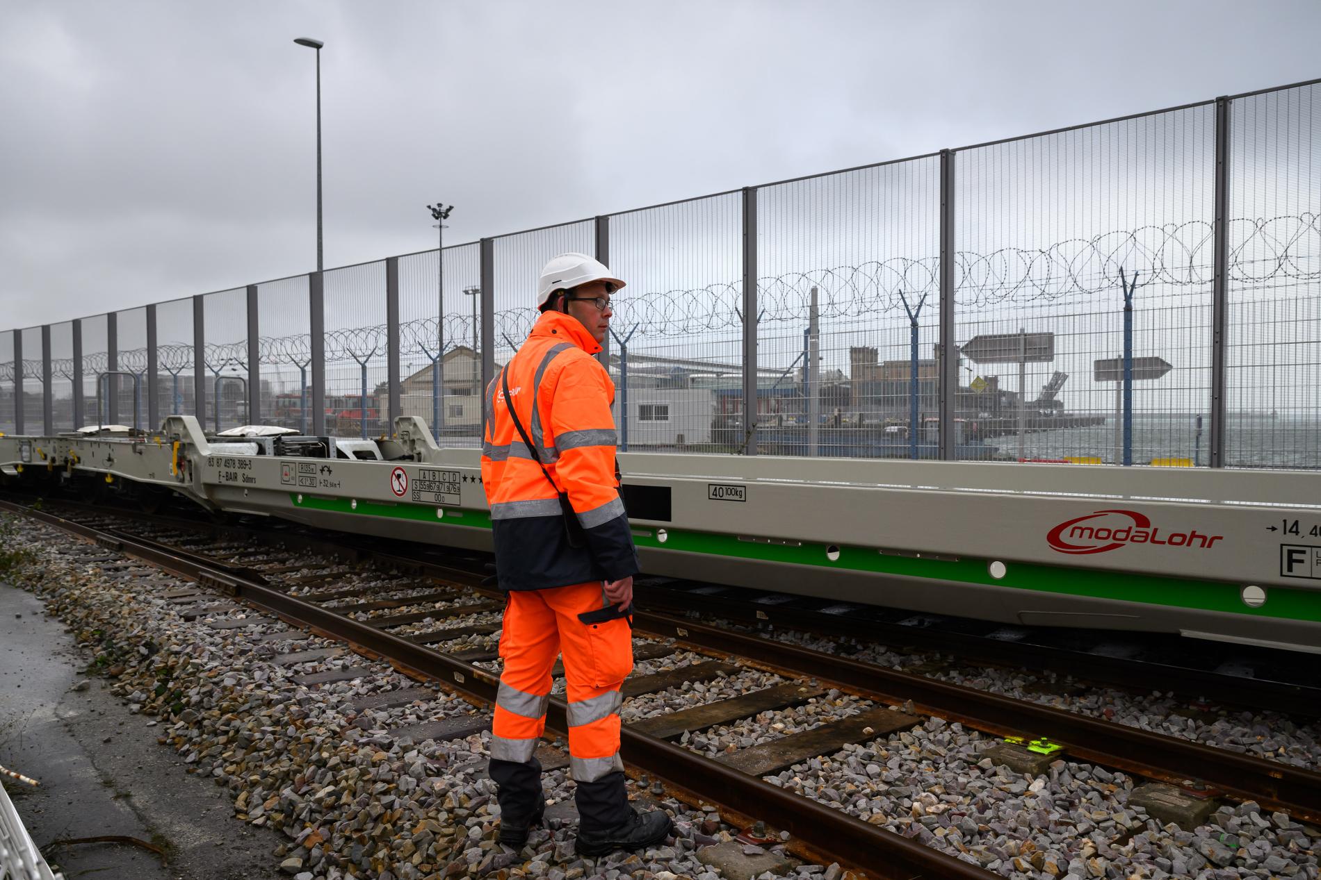 1er train d'essai ferroutage à Cherbourg