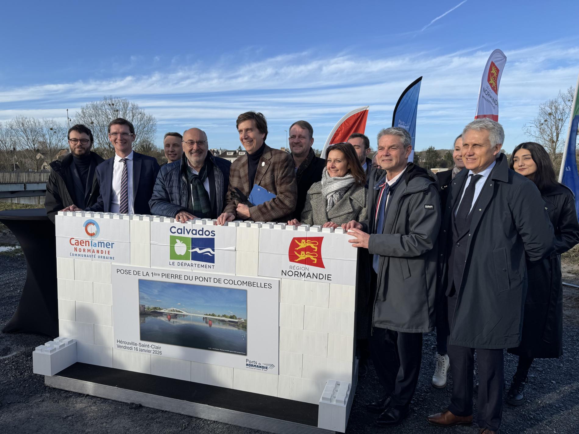 Pose de 1ère pierre du pont de Colombelles