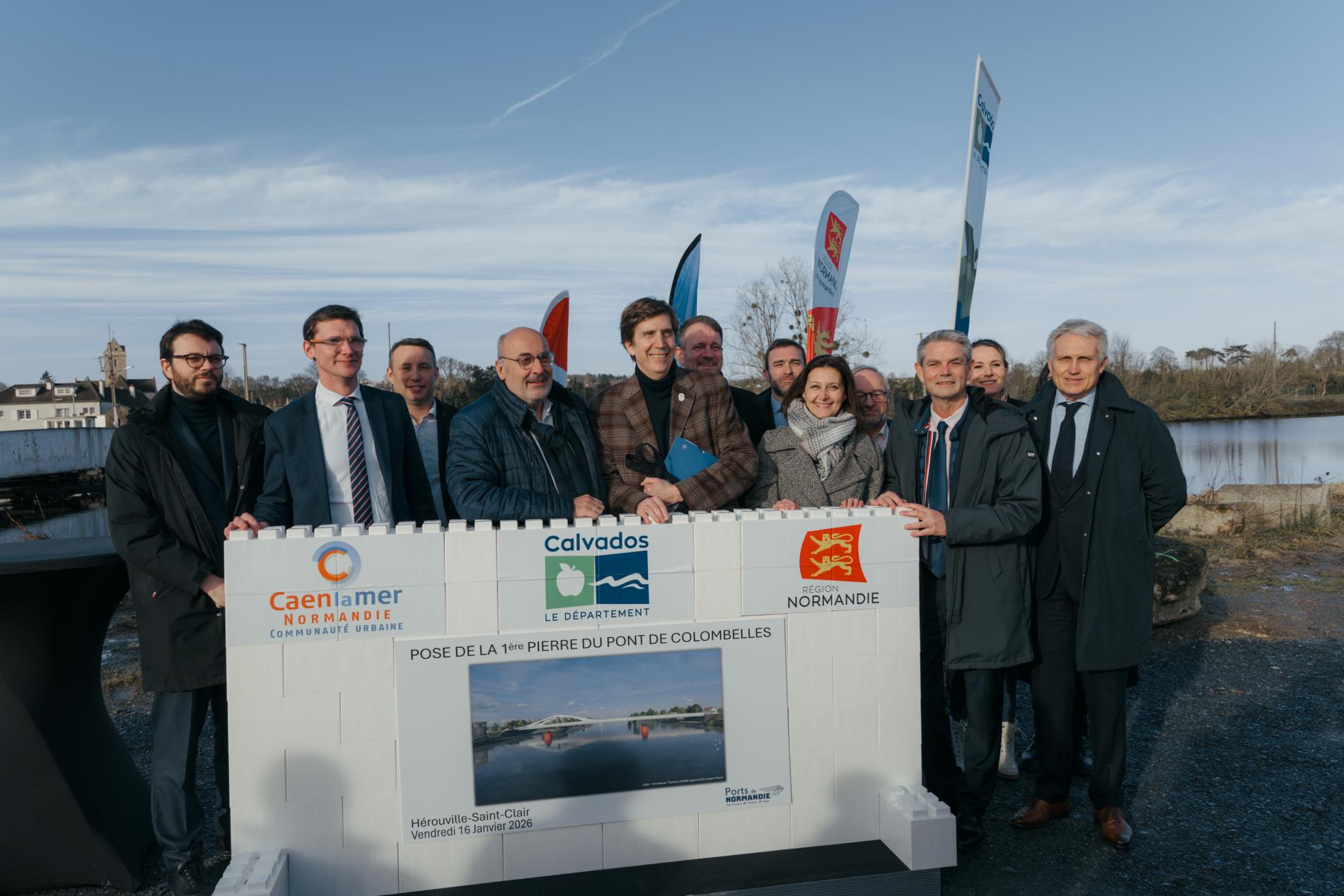 Pose de 1ère pierre du pont de Colombelles